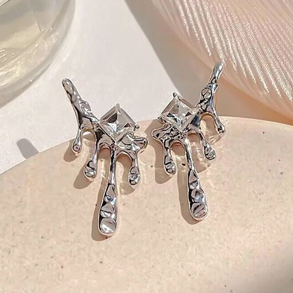 ⚜️𝟯𝟬%𝗢𝗙𝗙 𝗯𝘂𝗻𝗱𝗹𝗲𝘀 𝟯+⚜️ NEW Oozing Rhinestone Contemporary Drop Earrings - Picture 6 of 16